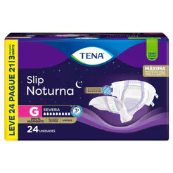 Fralda Geriátrica Tena Slip Noturna Tamanho G Leve 24 Pague 21 Unidades