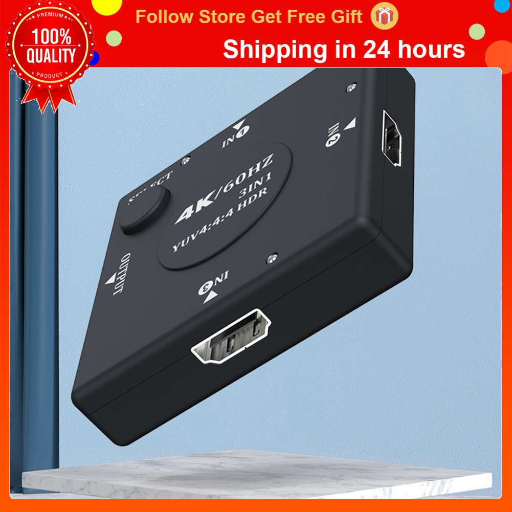 Swsww Hdmi 3 em 1 saída 4k 60fps 2.0 divisor switcher home theater 3x1 seletor compatível com caixas de tv dvd players