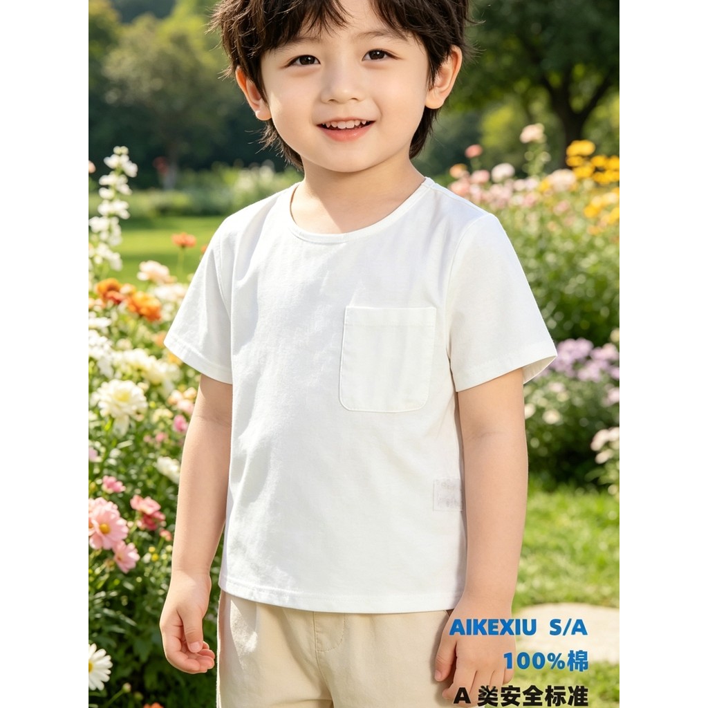 Aikexiu Crianças de manga curta verão meninos camiseta meninas bebê meia manga respirável confortável