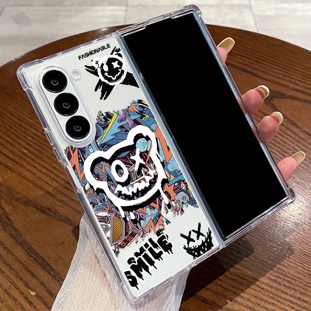 Case Capinnha Para Z Fold 5/6/7/8 / Z Fold 8 Ultra Case Transparente  urso slime Acrílica Protetor