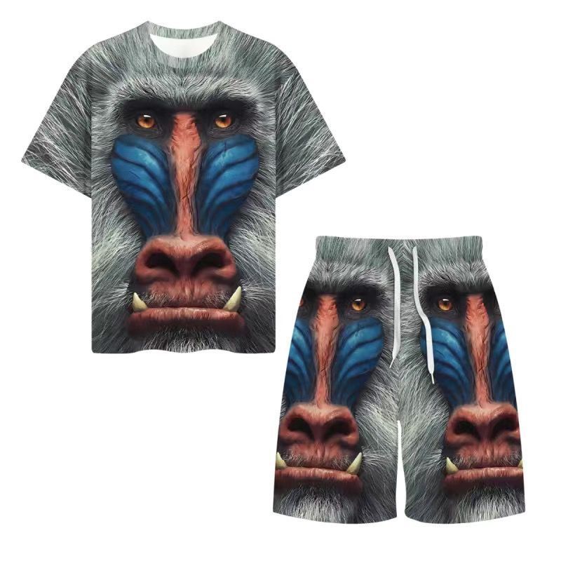 Camiseta engraçada estampada padrão verão Casual Shorts de manga curta terno de duas peças abstrato engraçado