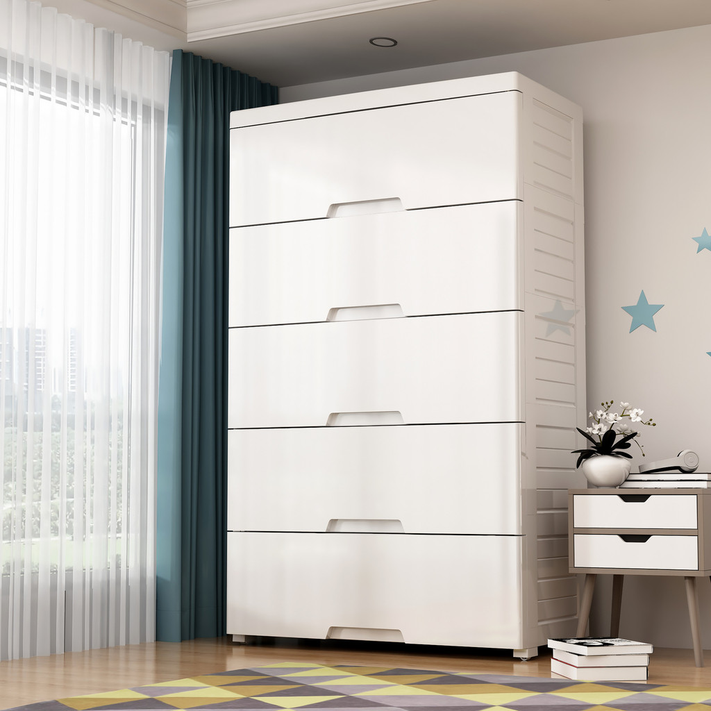 Armário de armazenamento de gaveta grande engrossado plástico branco puro bebê simples guarda-roupa de armazenamento de 