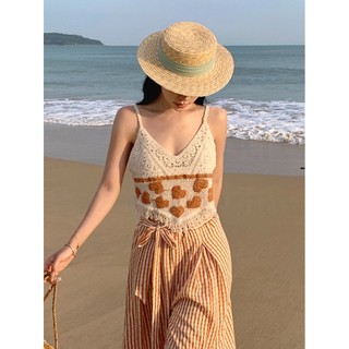 Colete de malha oco blusa estilingue feminino exterior wear primavera Design solto nicho exterior usar sem mangas colete