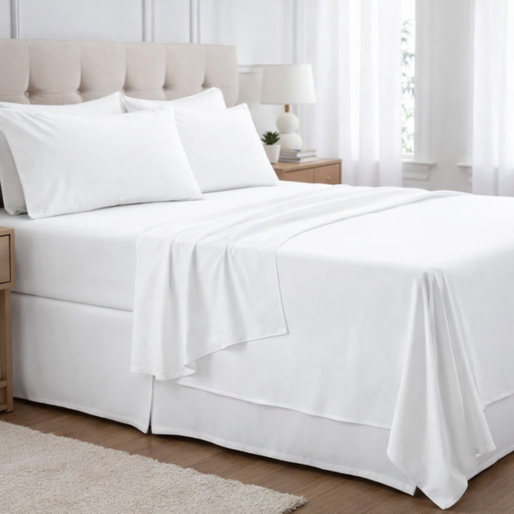 Lençol Solteiro Casal Queen King Plano Percal Ultra Soft 400 Fios Respirável Toque Macio Sem Elástico