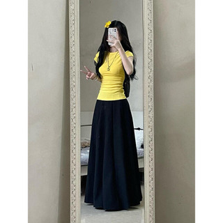 Estilo frio High-End saia feminina a linha forma de pêra corpo capa virilha tamanho grande gordura mm saia longa para to