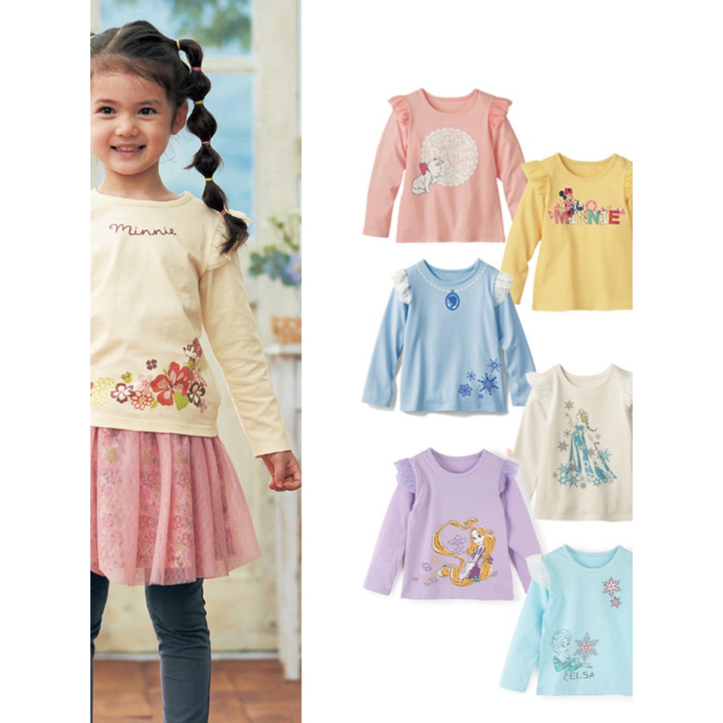 Primavera outono estilo meninas puro algodão manga comprida camiseta comércio exterior meninas dos desenhos animados cam