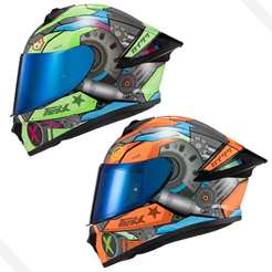 Capacete Texx Spihe Gear Fechado Verde Laranja Viseira