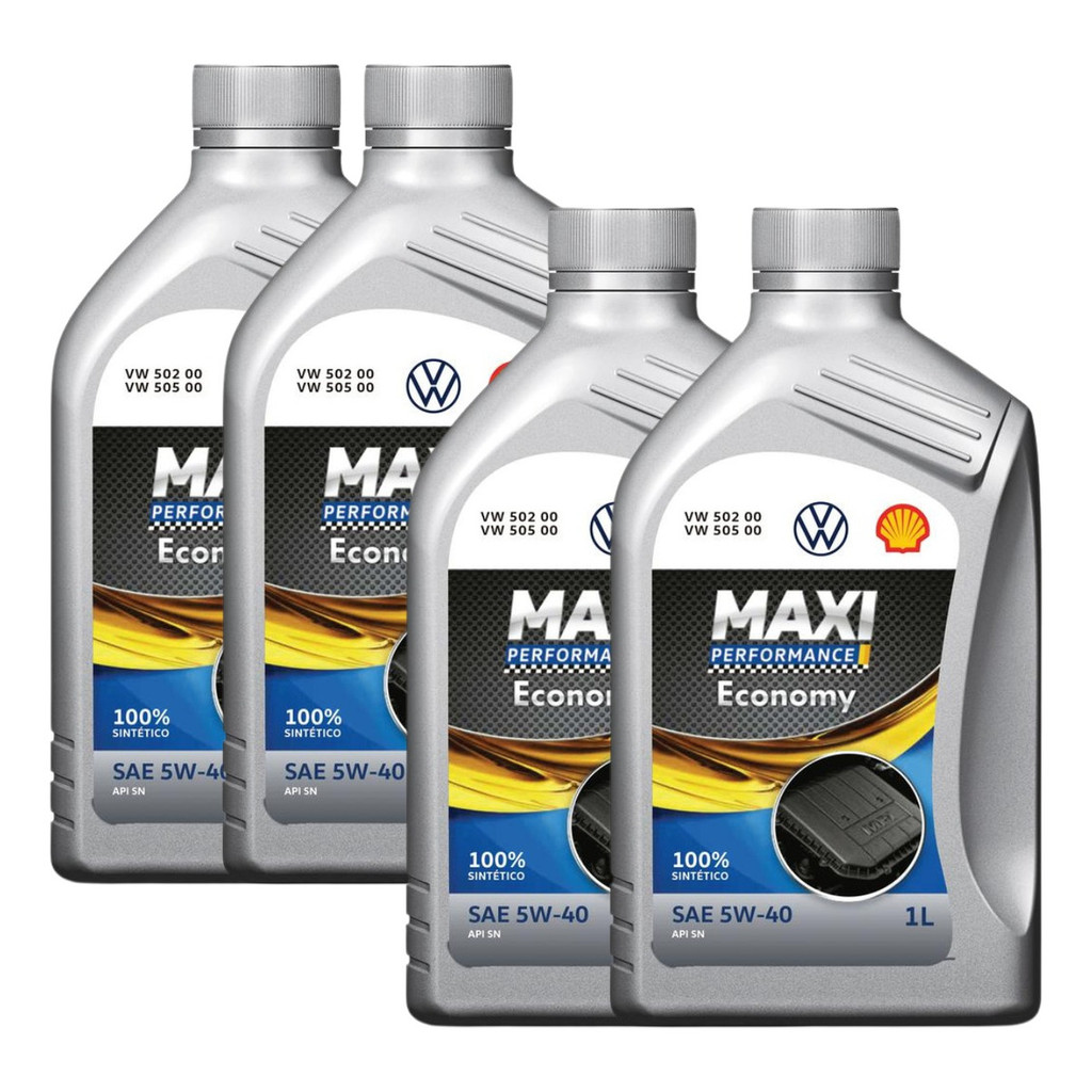 Kit 4l Óleo de Motor 5w40 Volkswagen Shell Maxi Performance 502 505 100 Sintético Api Sn Gjzz502m2br