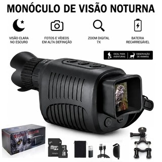 Monoculo Visão Noturna Infravermelho Alcance 300 Metros Cor Preto