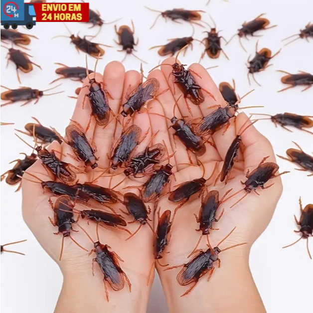 kit 100 Barata de Brinquedo Hallowen dia das bruxas Realista Simulação Borracha Pegadinha Mágica — imagem 2 de 2