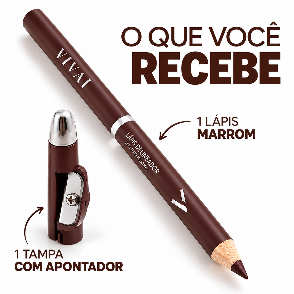 Lápis Marrom Vivai com Apontador para Olhos e Sobrancelhas
