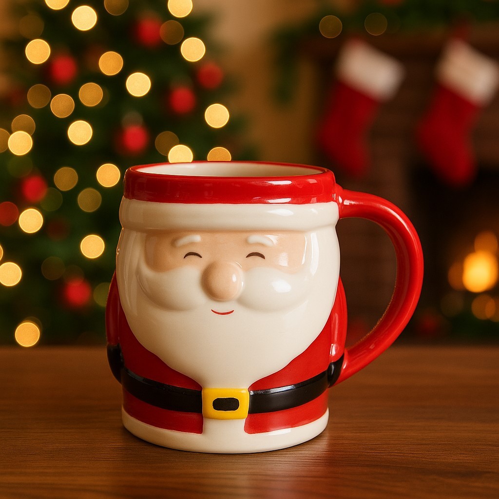 Caneca De Natal Papai Noel Cerâmica 330ml