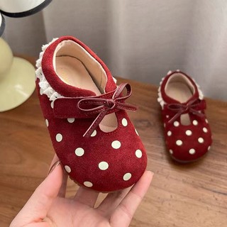 Sapatos de princesa com bolinhas para meninas, nova coleção primavera 2026, sapatos de couro infantis com sola macia, sa