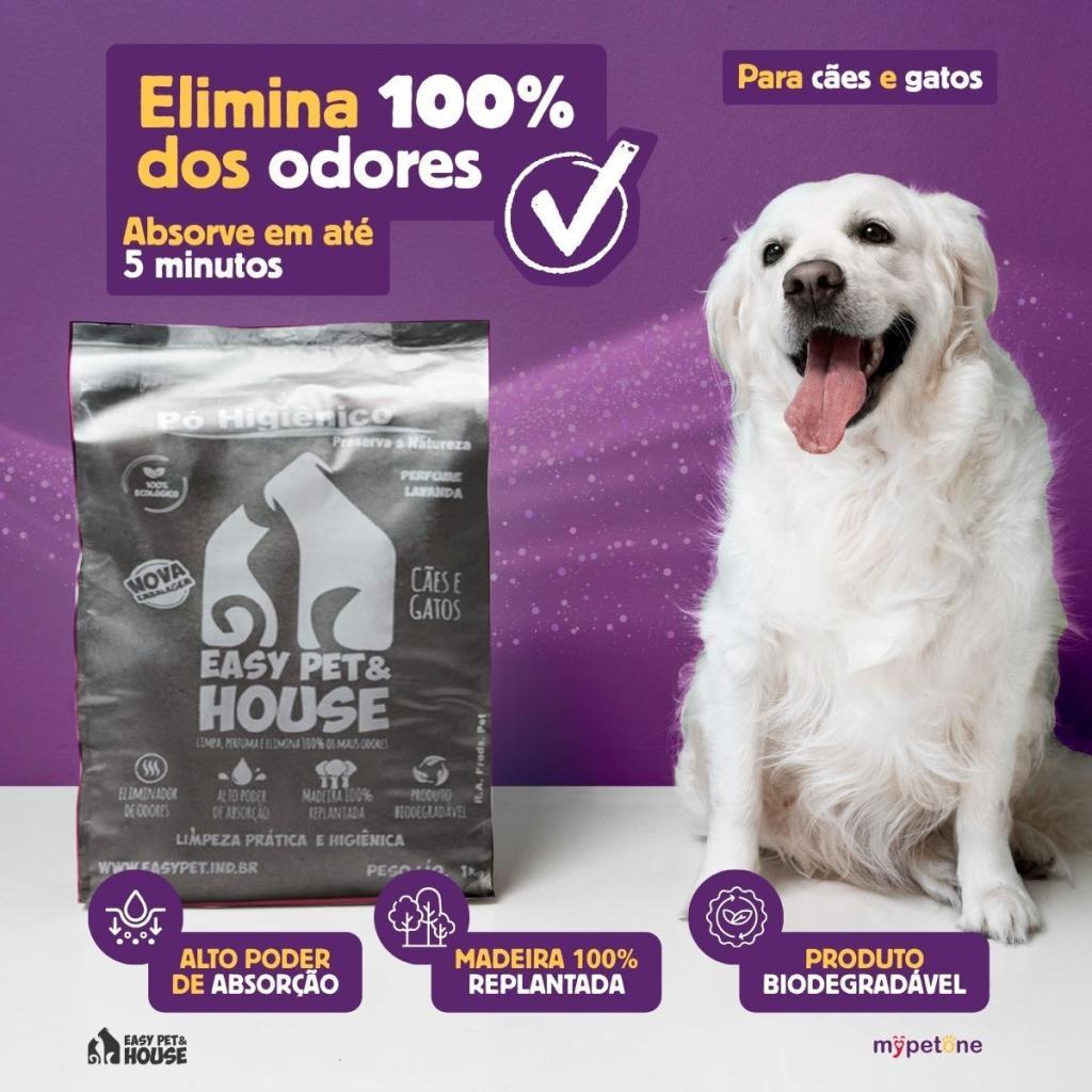 Kit 4 Pó Higiênico 1kg Lavanda Seca Xixi Eliminador de Odores Cães e Gatos EasyPet Limpeza Fácil Ação Bactericida — imagem 2 de 2