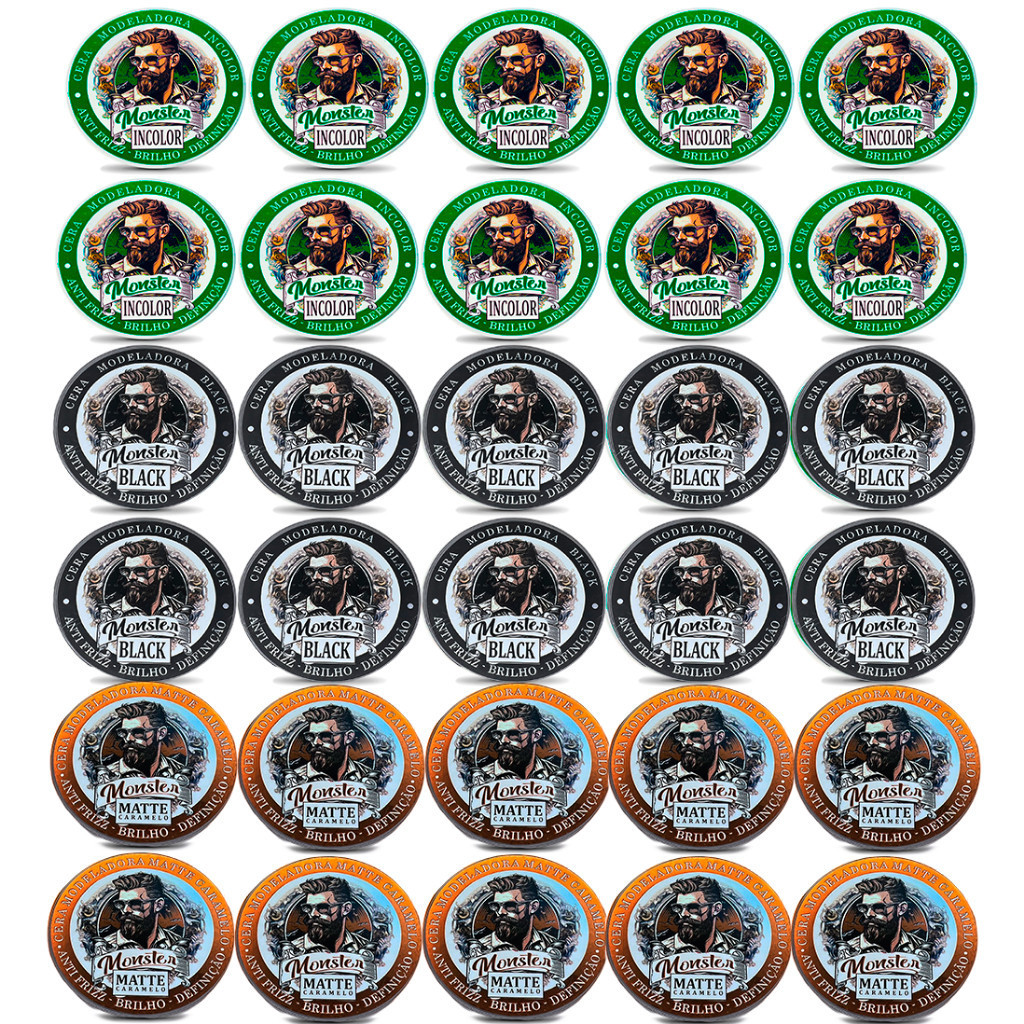 12 cera Modeladora Incolor 12 Mate 6 Preta Monster