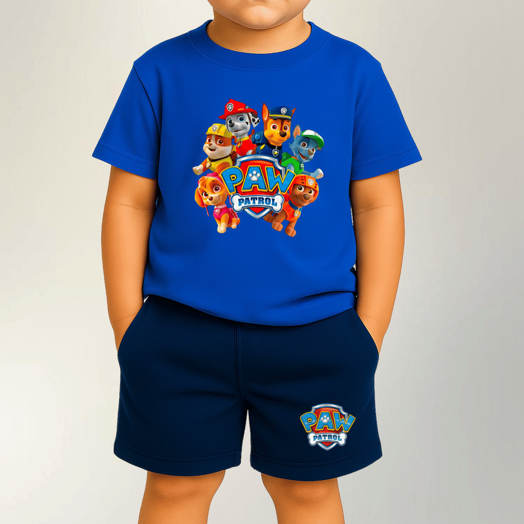 Conjunto Infantil Patrulha Canina Bermuda E Camiseta manga curta 100% algodão Estampa Menino Tamanho 4 Ao 16