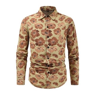 Camisa Masculina De Manga Comprida Estampada Camisa Masculina Casual Floral Camisa Slim-fit