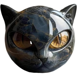 Escultura De Pedra De Gato Preto , Estatueta Artesanal , Estátua De Resina , Com Olhos Âmbar , Decoração De Prateleira E