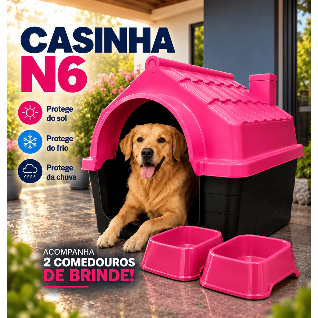 Casinha Cachorro pequeno/Médio Casa Pet Com Proteção Raios UV- N5 e N6