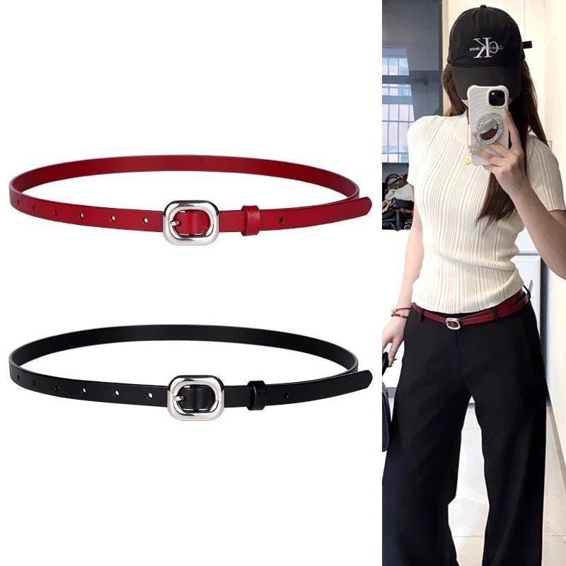 Ins estilo cinto fino feminino cinto vermelho decoração com saia Jeans y2k estilo Retro All-Match acessórios High-End se