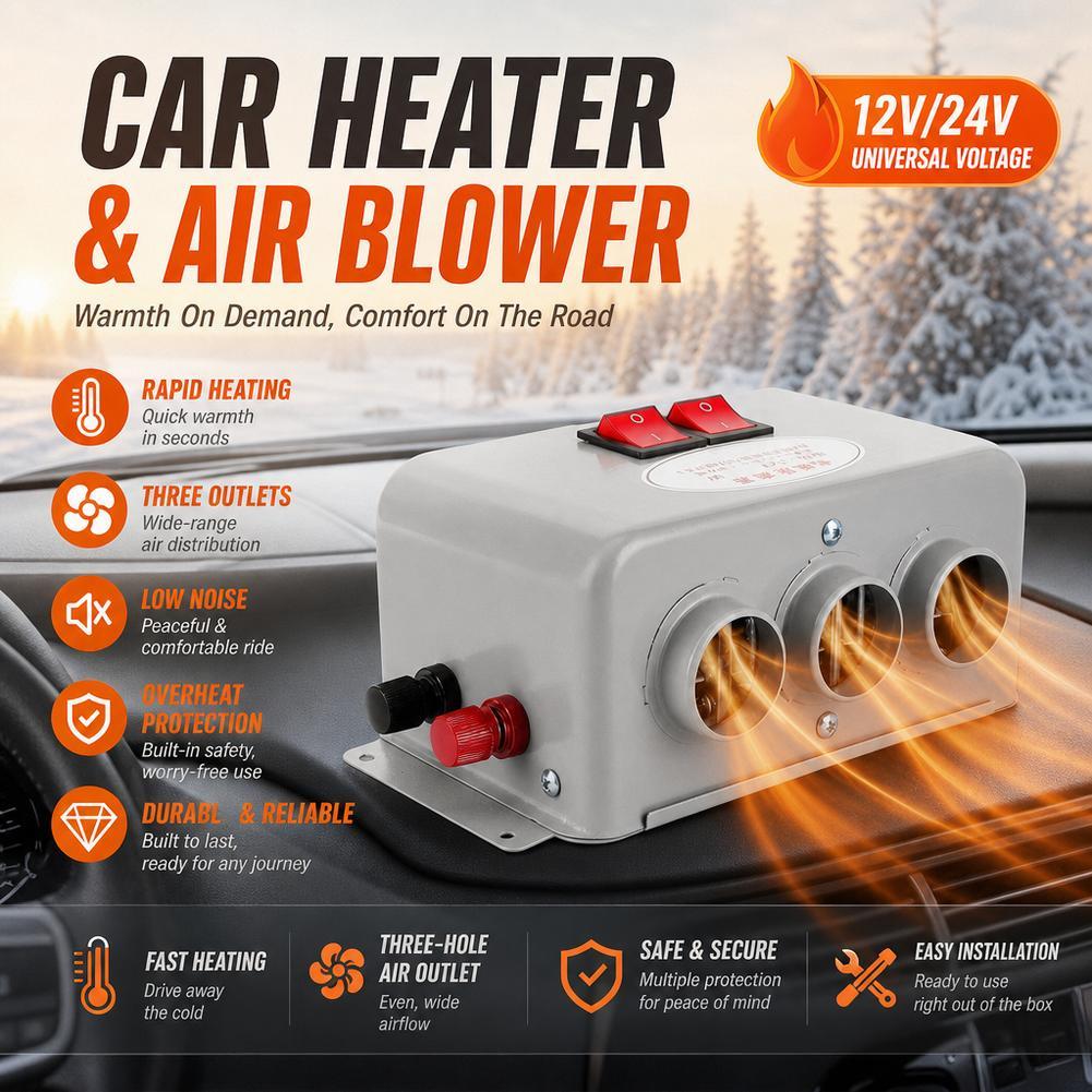 Ventilador Aquecedor De Carro 12V 24V Com Saída De Alta Potência Fornece Aquecimento Rápido E Descongelamento Para Camin