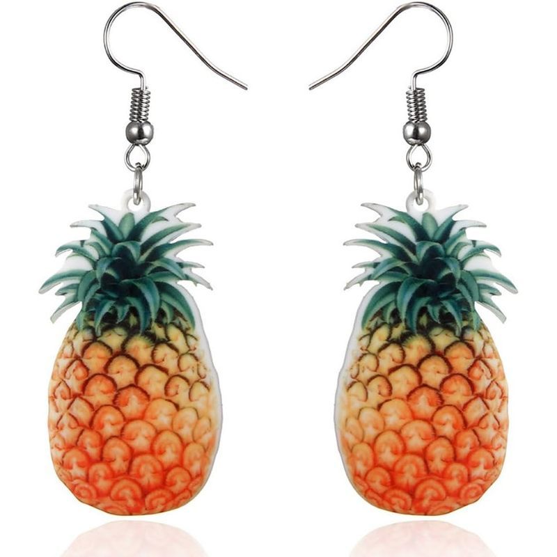 Declaração Da Moda Criativo Engraçado Frutas Realistas Laranja Tomate Melancia Brincos De Acrílico Para Mulheres