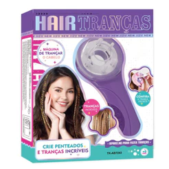 Máquina de Trançar Cabelo Infantil Kit Penteado Trança Trancinha Miçangas Elásticos Brinquedo Menina Kizumba