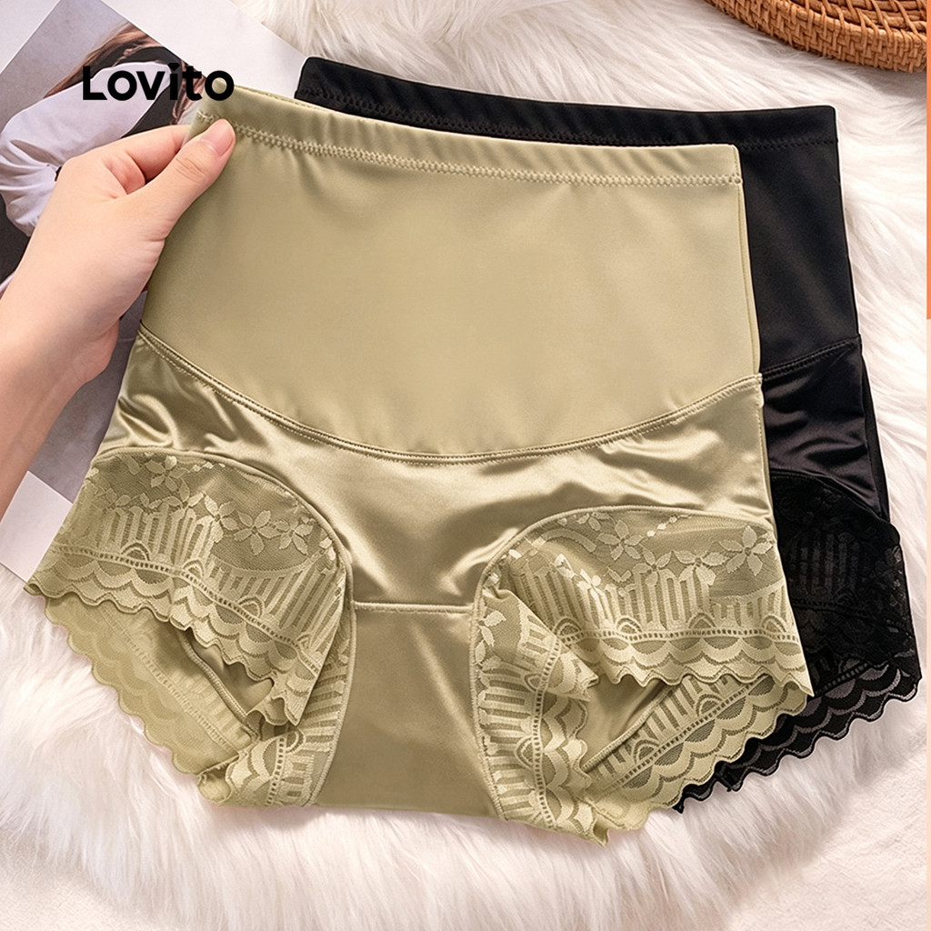 (New Arrival) Lovito Modelador Feminino Casual De Renda Suave Para a Pele Com Elasticidade Em Quatro Direções Controle Abdominal E Efeito Lifting No Bumbum Bordado CSD001BR010 — imagem 2 de 2