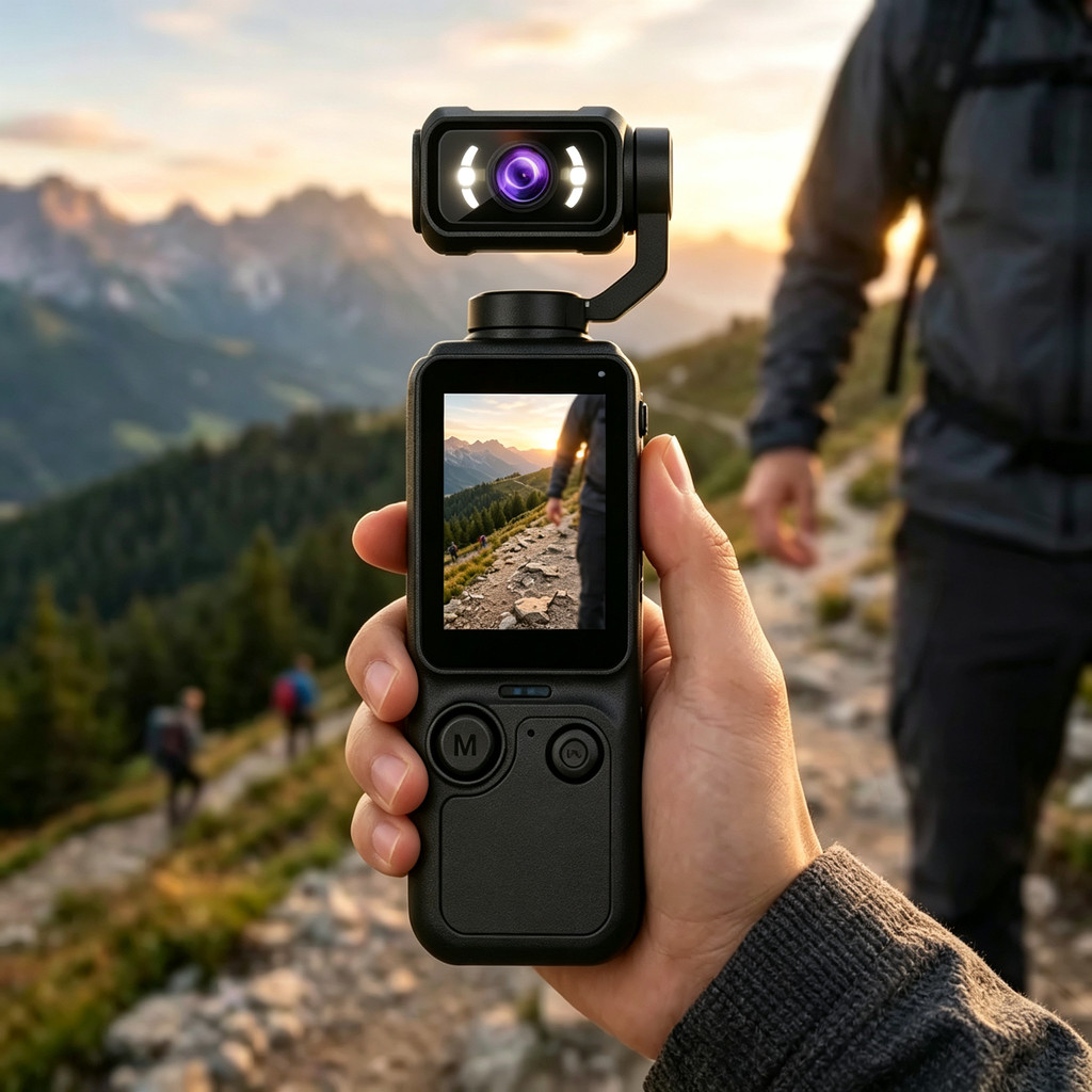 Gravação Portátil Da Câmera Do Bolso Ação 4K Com 180 ° Lente Giratória Para Fotografia De Vlogging De Esportes Ao Ar Liv