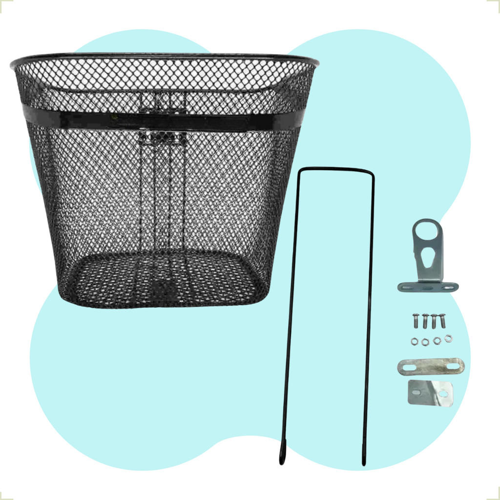 Cesta Arame Para Bicicleta 31x23x23 Com Cinto Preto