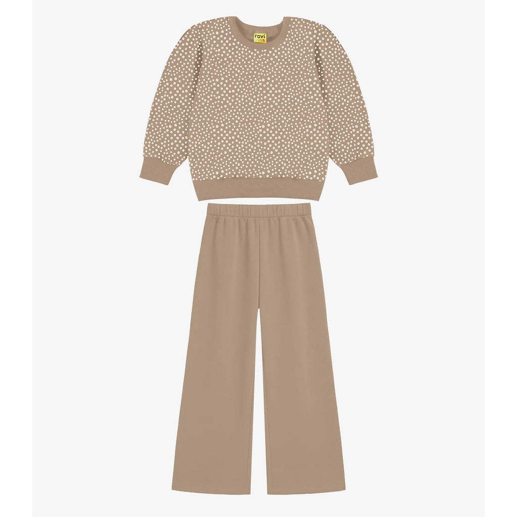 Conjunto Blusão Com Calça Feminino Rovi Kids Marrom