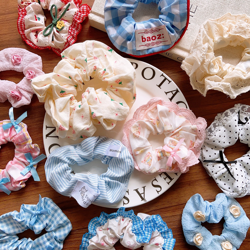 Estilo coreano crianças primavera verão tecido impresso bandana pai-filho dos desenhos animados cetim anel de cabelo sal