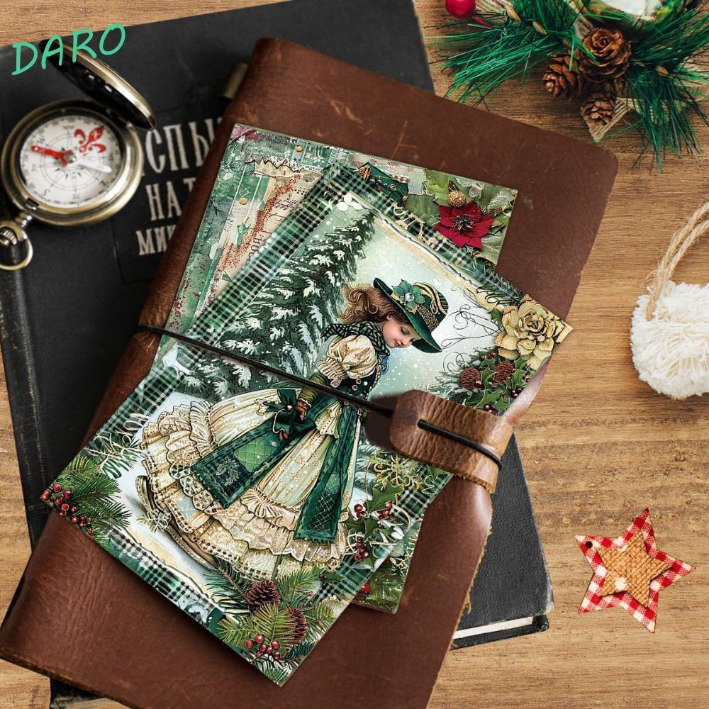 DARO 30 Pcs Cartões Postais Verdes De Natal , Com Adesivo Cartão Retangular Vintage