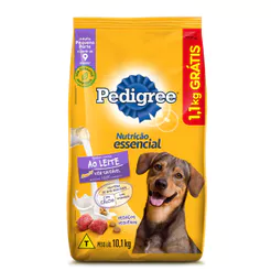 Ração para Cães Pedigree Adulto Nutrição Essencial Sabor Carne ao Leite 10,1kg Grátis 1,1kg