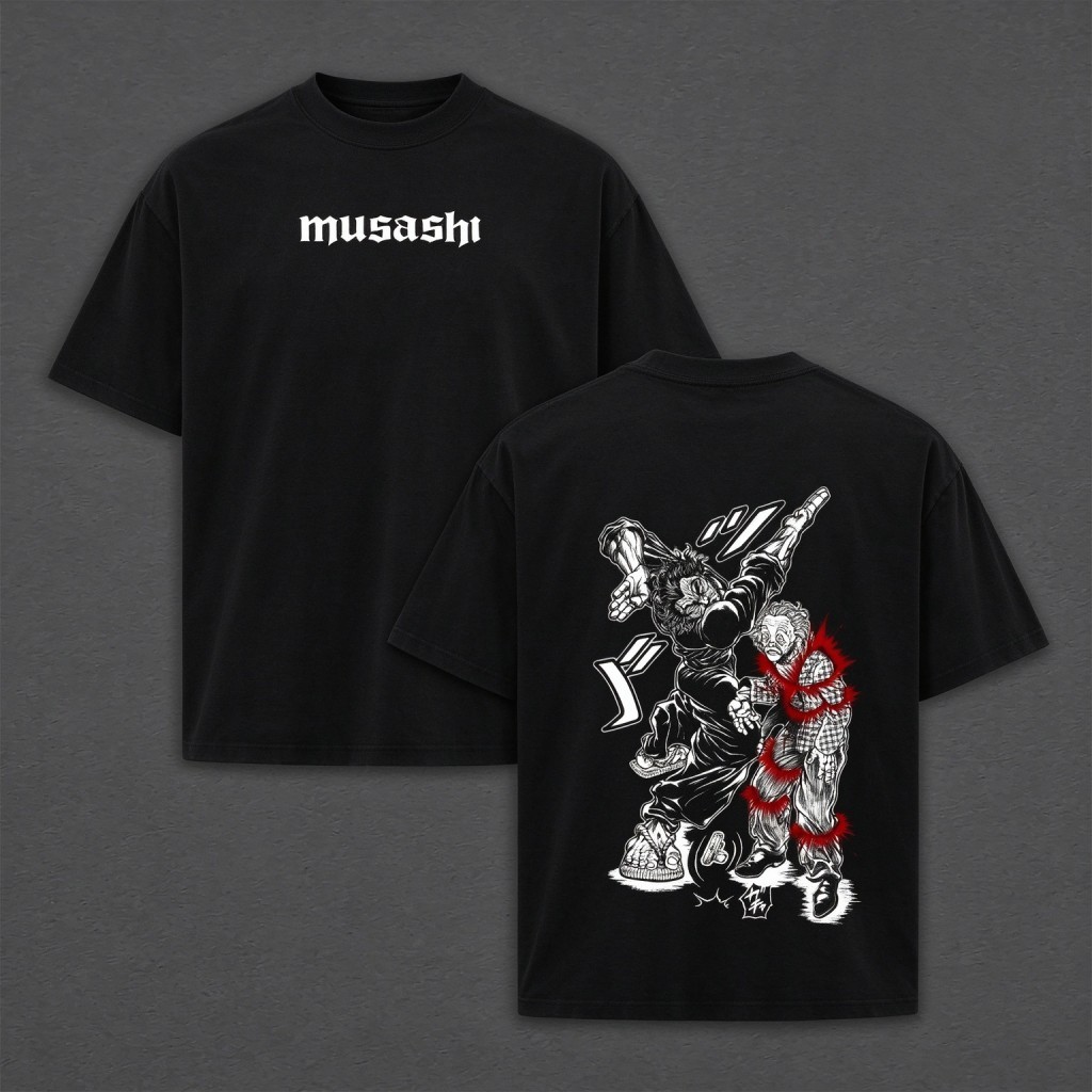 Camiseta Unissex Premium De Algodão Estampa Musashi Anime Streetwear Cor Preta Para Uso Casual Lazer E Passeio Diário