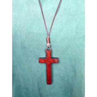 Feito à mão de uma peça esculpida pingente de madeira cruz colar longo camisola corrente Retro casal literário novo esti