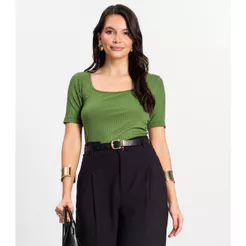 Blusa em Ribana Canelada Rovitex Verde