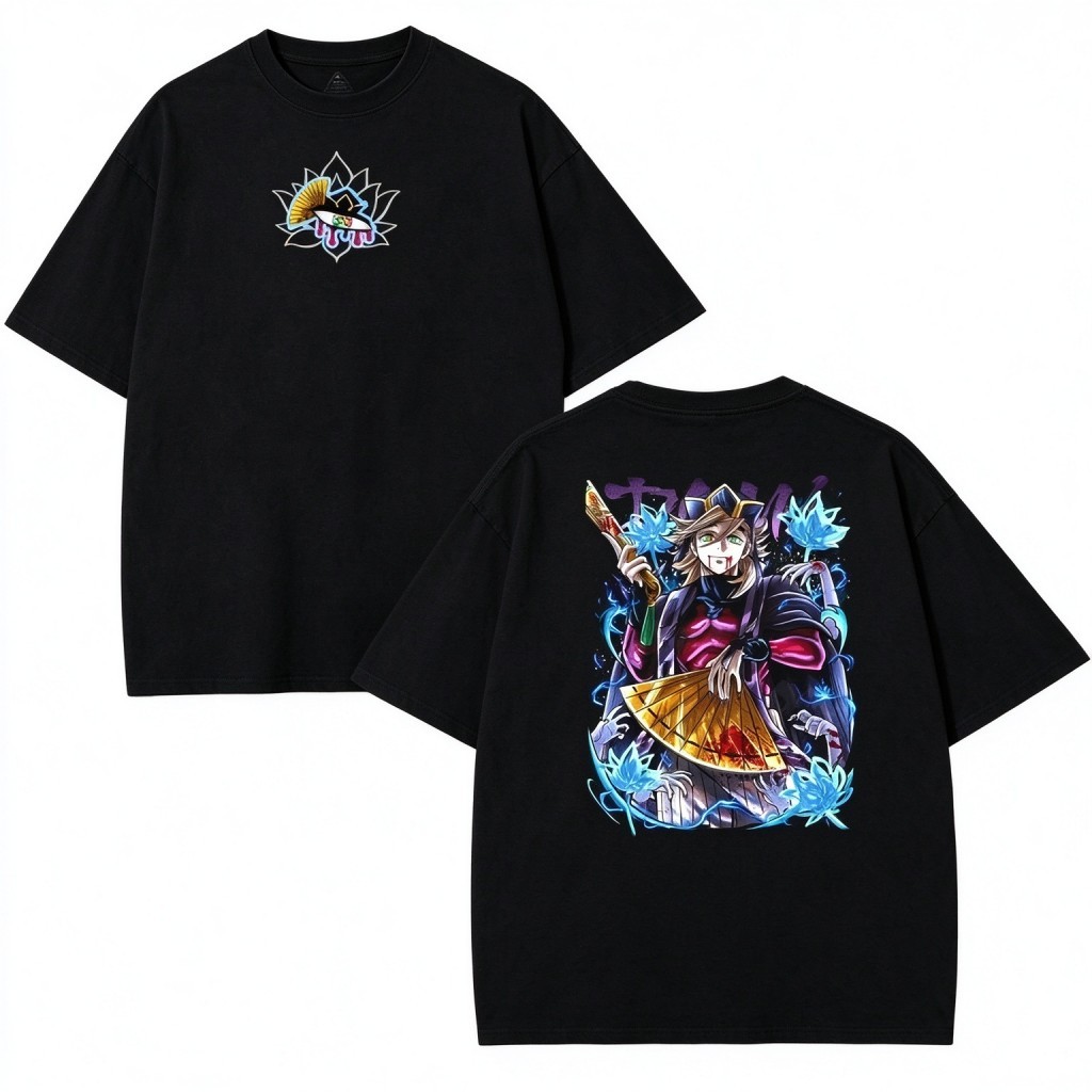 Camiseta Unissex Premium De Algodão Estilo Streetwear Cor Preta Estampa Anime Douma Demon Slayer Para Passeios E