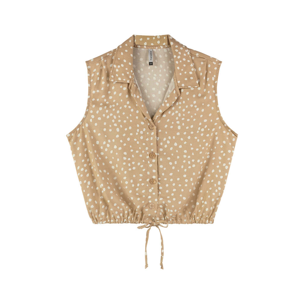 Camisa Feminina Regata com Amarração Marialícia Bege — imagem 2 de 2