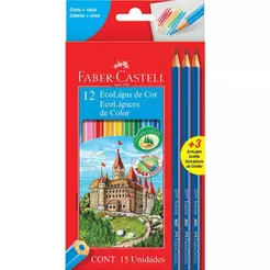 Lápis de cor 12 cores + 3 lápis preto 120112+3GR\112618 Faber-Castell