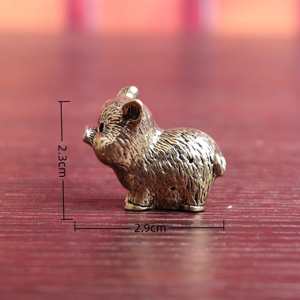 Latão puro zodíaco porco dos desenhos animados porco Retro decoração objeto antigo Desktop chá Pet artesanato ornamentos