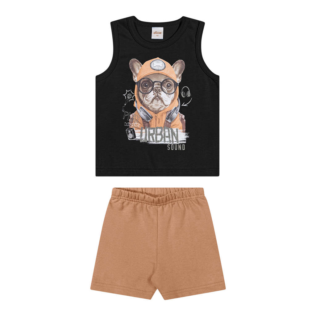 Conjunto Infantil Menino Regata Animais Elian Preto — imagem 2 de 2