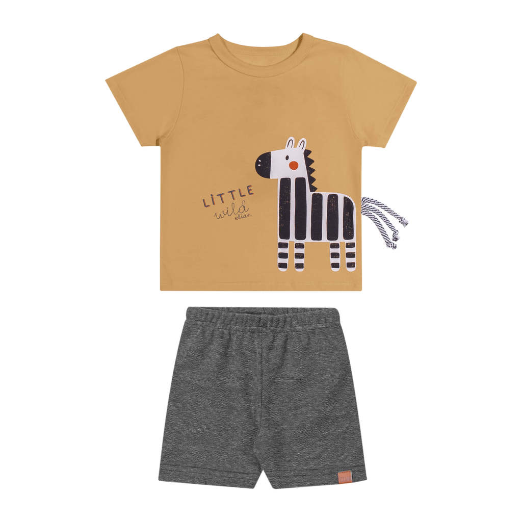 Conjunto Bebê Menino Zebra Interativo Elian Amarelo