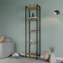 Estante de Livros Industrial Aço 45CMX187CM Multiuso 5 Prateleiras Active Yescasa Marrom Lâmina Mel
