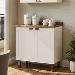 Balcão 2 Portas Americano Provençal 100% MDF com Tampo Iluminata Branco/Ébano