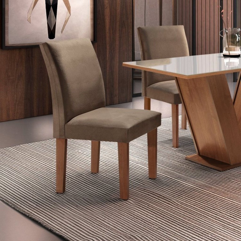 Conjunto 4 Cadeiras para Sala de Jantar Espanha Chocolate/Suede Animale Marrom · foto 2