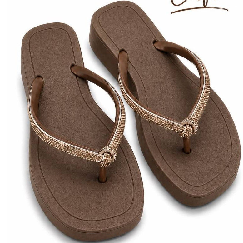 Sandalia Rasteira Strass Nó Lançamento Feminino Tendência Luxo Chinelo Confortável
