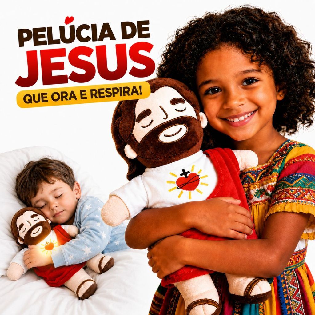 Pelucia De Jesus que Respira Brinquedo Boneco Brilha Toca Musica 38cm Boneco Para Criança Dormir — imagem 2 de 2