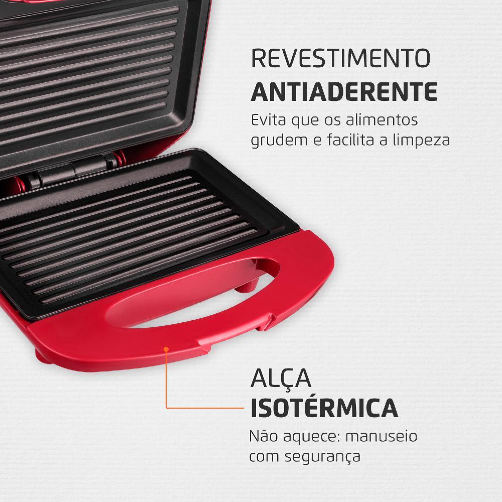 Sanduicheira Grill Mondial Red Premium S-19 Vermelha e Prata 127V · foto 2