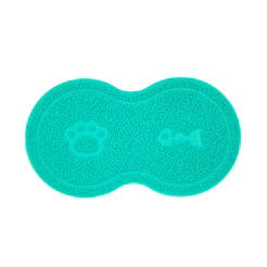 Tapete Pet Comedouro Vinílico Gato Turquesa 46X26Cm - Uzoo